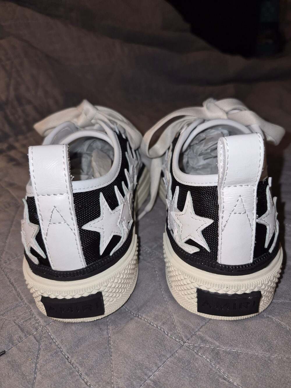 Amiri Skel Top Stars Court Low-Top Sneakers in Black and White - Picture 3 of 6